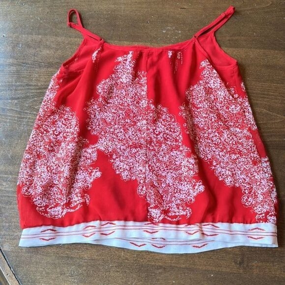 CAbi red Township Cami Heart of CAbi spaghetti strap  tank top blouse size s - Picture 6 of 7